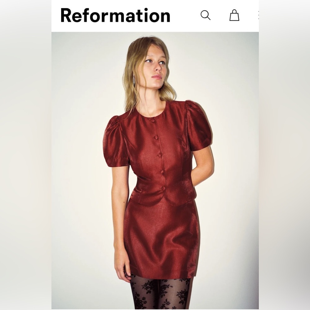 NEW Reformation Mika Satin Set - Sangria Size 4